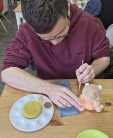 Nathan doing pottery then off to the library